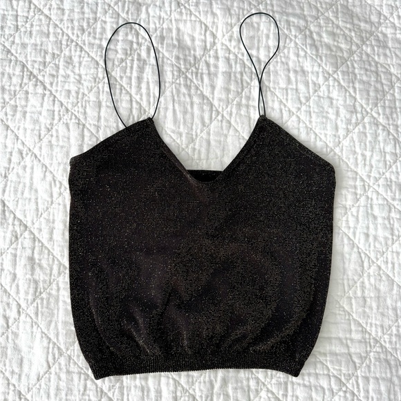 Free People Intimates Cropped Sparkle and Blue Tank Top - Picture 2 of 8